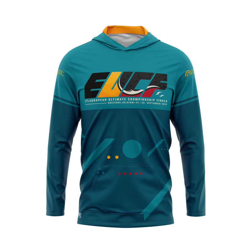 SWEAT À CAPUCHE SOLAIRE EUCF 2024 TURQUOISE