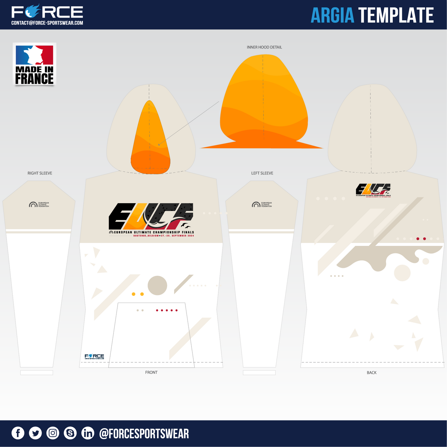 SWEAT À CAPUCHE SOLAIRE CLAIR EUCF 2024