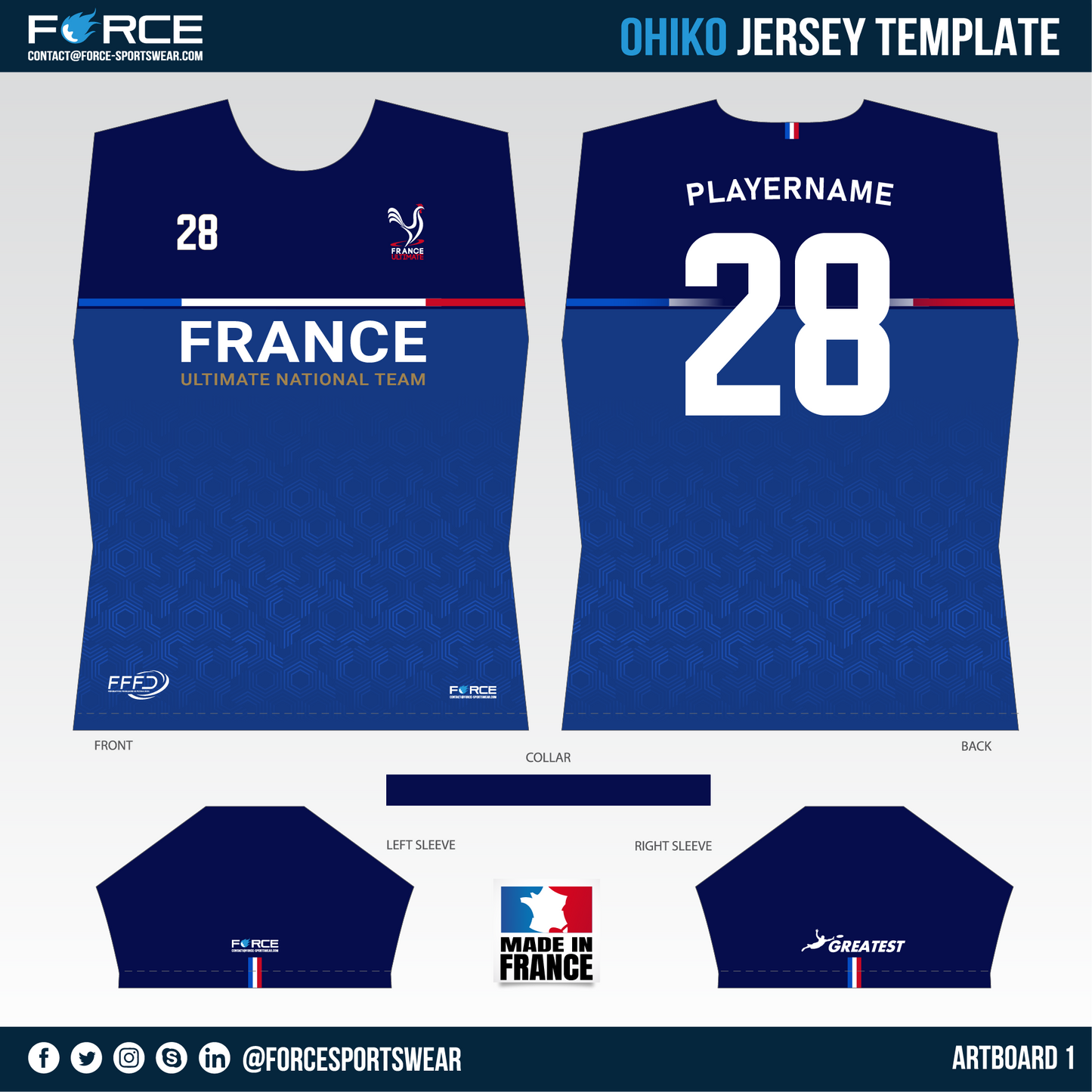 MAILLOT MANCHES COURTES FRANCE ULTIMATE BLEU (FFFD)