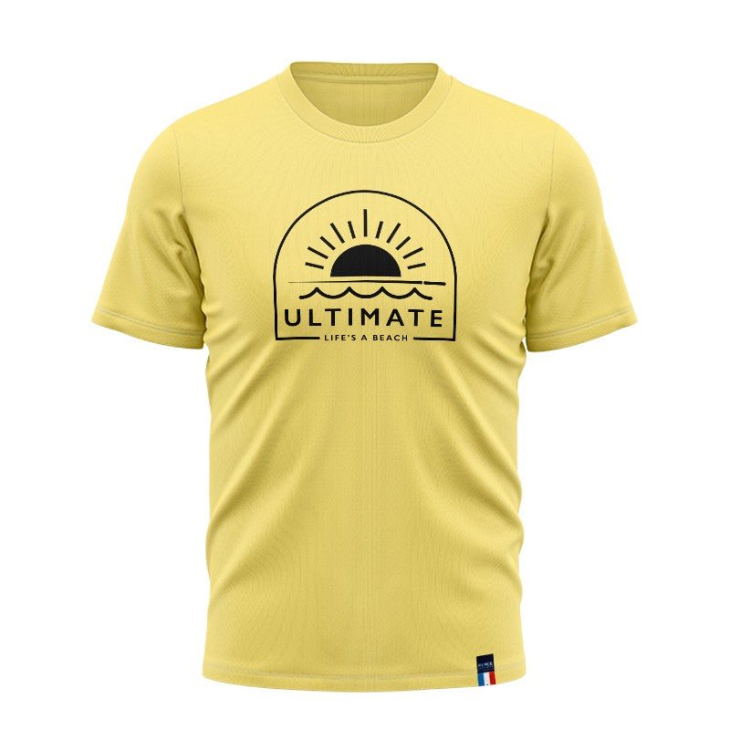 T-SHIRT LIFE'S A BEACH JAUNE PÂLE