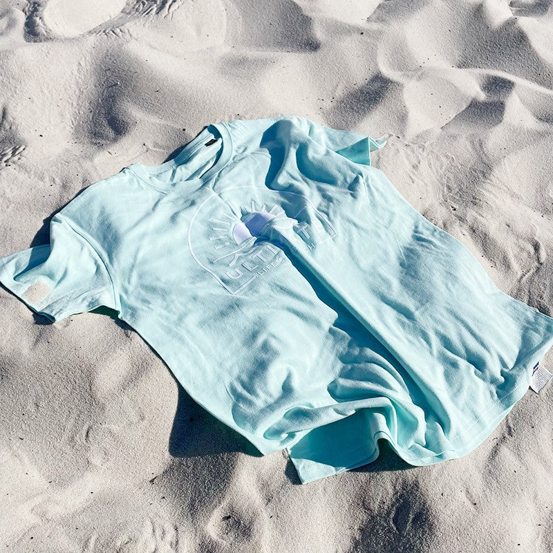 T-SHIRT LIFE'S A BEACH BLEU GLACE