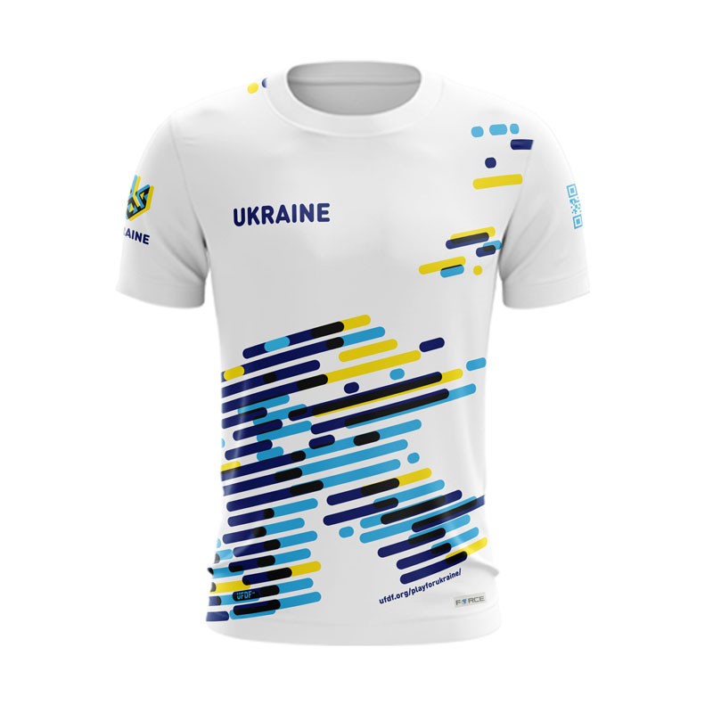 MAILLOT MANCHES COURTES PLAY POUR UKRAINE BLANC