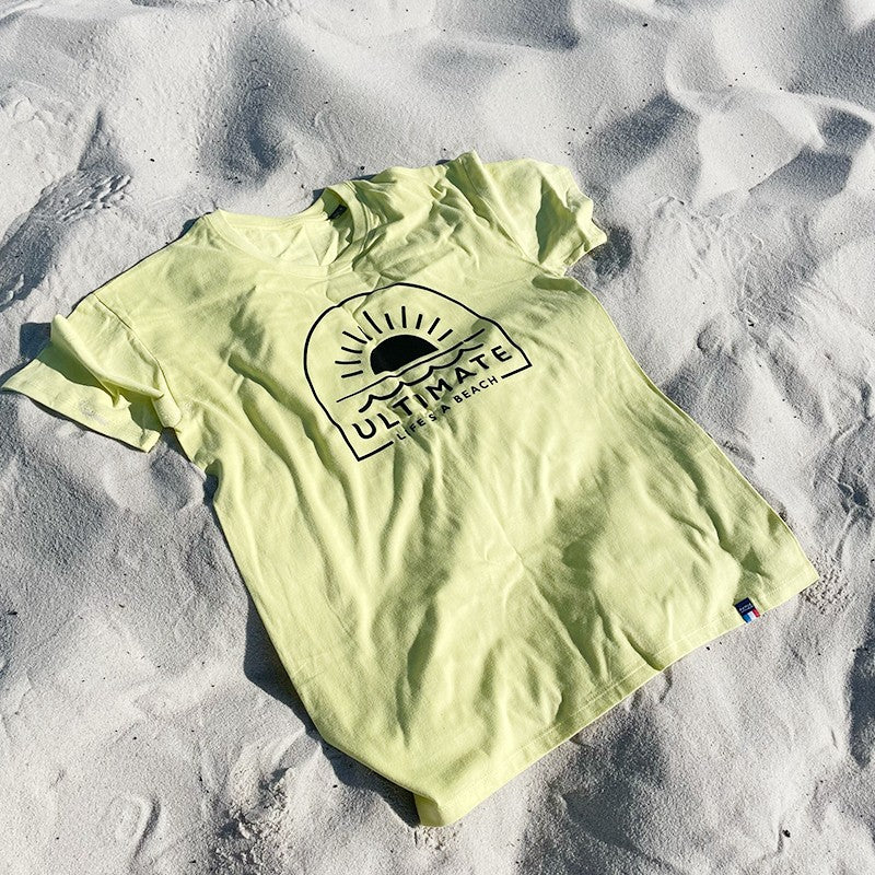 T-SHIRT LIFE'S A BEACH JAUNE PÂLE 